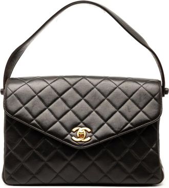Chanel Borsa a mano CC in pelle di agnello trapuntata 1996-1997 - Nero