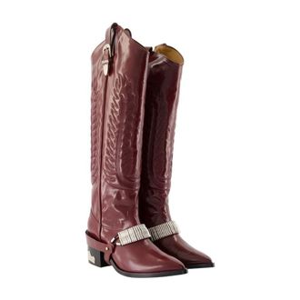 Toga Archives Womens Aj721 Boots - Toga Pulla Leather Burgundy Cowhide Shoes