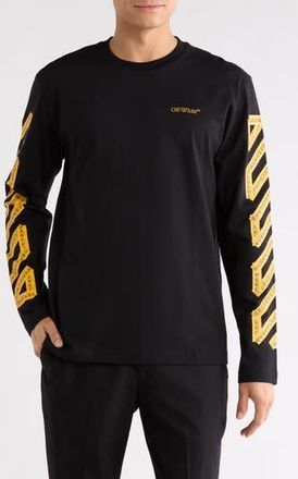 Off-white Tape Arrow Diagonal Long Sleeve Skate T-Shirt in Black-Citrus at Nordstrom Rack, Size X-Small