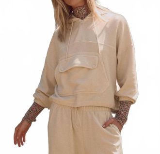 The Great. Basecamp Pullover Hooded Sweater In Oatmilk