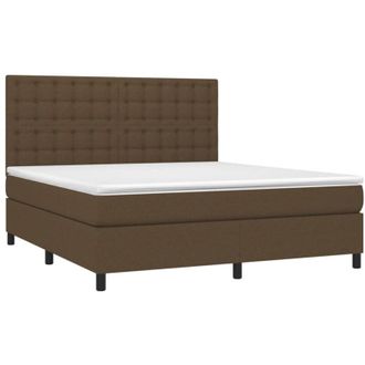 vidaXL Vidaxl - Cama Box Spring Con Colch&oacute;n Tela Marr&oacute;n Oscuro 180x200 Cm