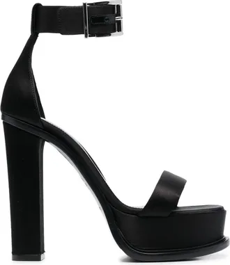 Alexander McQueen 140mm platform sandals - women - Calf Leather/Calf Leather/Fabric - 40 - Black