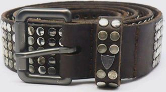 HTC Black or Brown Leather Belt with Artisanal Embroidery