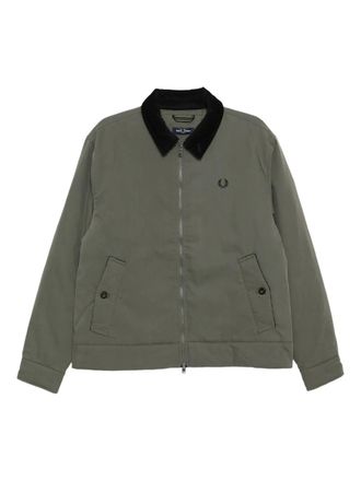 Fred Perry corduroy-collar padded jacket - men - Polyester/Polyester/Cotton - M - Green