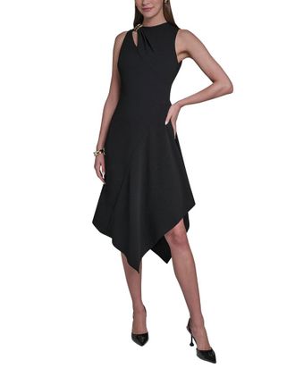 Halston Heritage Asymmetrical Hem Midi Dress
