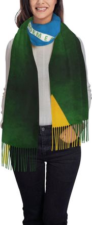 Generic Brazilian Flag Printed Scarves Fashion Shawl Wrap With Tassel Soft Scarves With Tassel