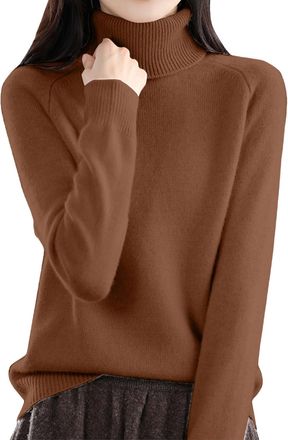 Generic Turtleneck Jumpers for Women Uk Solid Colour Long Sleeve Fall Sweater Autumn Winter Roll Neck Comfort Elegant Warm Jumper Basic Plain Thick Pullover T