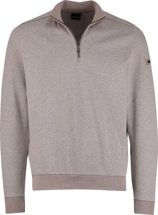 Bugatti Half zip trui Bugatti grijs wit gestreept
