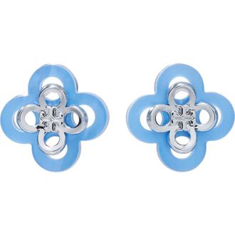 Tory Burch Kira Clover Stacked Stud Earrings in Tory Silver/blue at Nordstrom