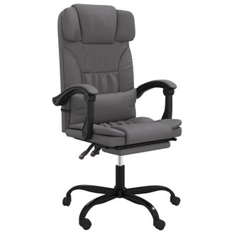 vidaXL Silla De Oficina Reclinable Cuero Sint&eacute;tico Gris Vidaxl