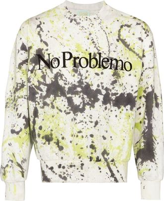 Aries No Problemo paint-print sweatshirt - men - Cotton - M - Neutrals