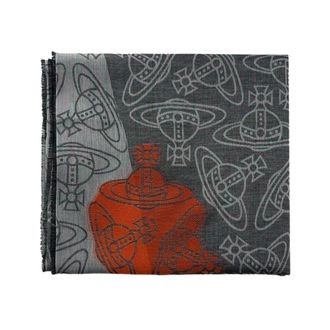 Vivienne Westwood Winter Scarves, female, Gray, Size: ONE SIZE Graffiti Orb Scarf 45X190