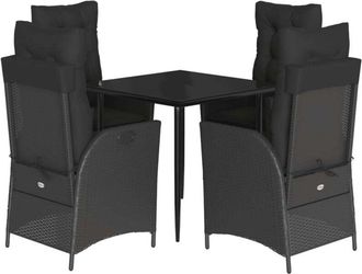 vidaXL Set De Muebles Jard&iacute;n 5 Pzas Con Cojines Rat&aacute;n Sint&eacute;tico Negro Vidaxl