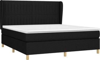 vidaXL Vidaxl - Cama Box Spring Con Colch&oacute;n Tela Negro 180x200 Cm