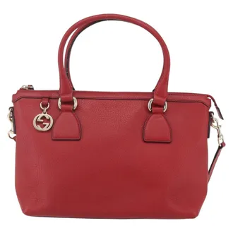 Gucci Vintage Soho Convertible Satchel Leather Red Leather Handbag (Pre-Owned)
