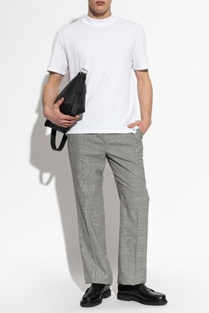 Balmain Wool Trousers With Houndstooth Pattern, Mens, Grey