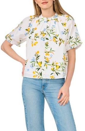 Ted Baker Print Cotton Top in Ultra White at Nordstrom Rack, Size X-Large