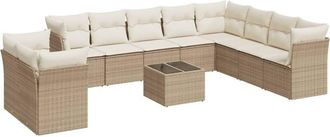 vidaXL Set De Sof&aacute;s De Jard&iacute;n 11pzas Con Cojines Rat&aacute;n Sint&eacute;tico Beige Vidaxl
