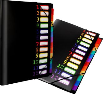 OEM Carpeta De Archivo A4 De 2 Piezas Con 12 Compartimentos, Organizador De Archivos De Pl&aacute;stico Transparente, Portadocumentos Impermeable Para La Escuela