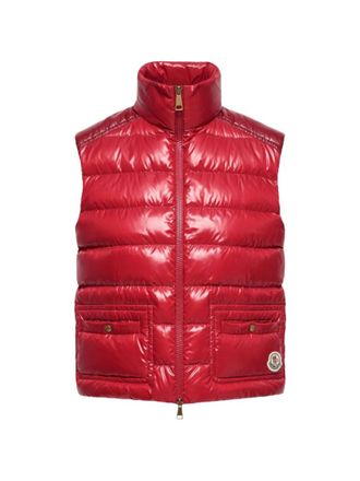 Moncler Red Quilted Mock Collar Jacket