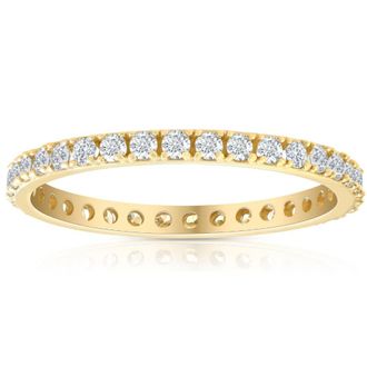 Pompeii3 1/2 Ct Diamond Eternity Ring 10k Yellow Gold Womens Stackable Anniversary Band