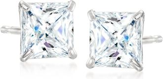 Ross-Simons Princess-Cut CZ Stud Earrings in 14kt White Gold