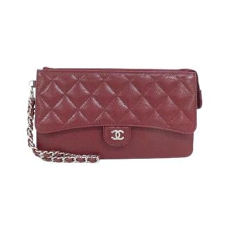 Chanel Pre-owned Cross Body Bags, female, Red, Size: ONE SIZE Pre-owned Timeless Classic Line Grained Calfskin Long Wallet