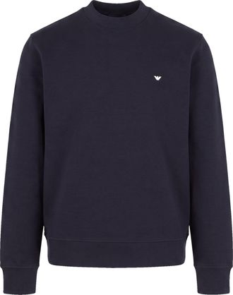 Emporio Armani Cotton-Blend Raised Embroidery Crewneck Sweatshirt