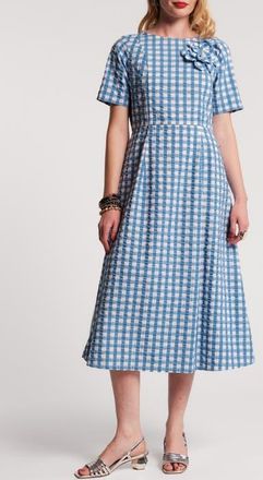 Frances Valentine Michelle Midi Dress Gingham in Blue/white at Nordstrom, Size X-Small