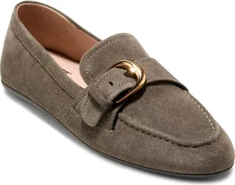 Cole Haan Grand Ambition Alette Buckle Loafer in Deep Olive Suede at Nordstrom, Size 6.5