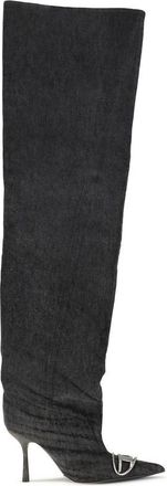 Diesel Black Fabric Over The Womens Knee