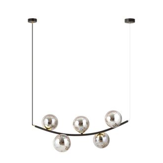 Wonderlamp Lámpara colgante con barra de metal y 5 esferas grises a los lados