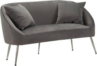 Dmora Dmora - Sofá fijo 2 plazas Pittari, Sofá recto, Sofá para salón, Sillón doble, 137x69 h79 cm, Gris y Plata