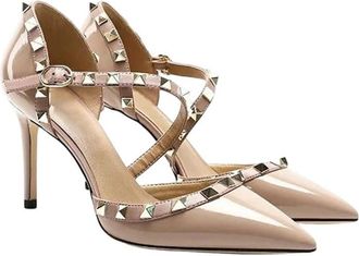 Generic Women Patent Leather Elegant High Heel Pumps Pointed Toe Side Buckle Dress Shoes