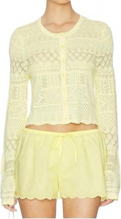 LoveShackFancy Brigette Fine Pointelle Cardigan In Sugar Daisy