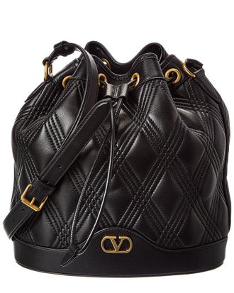 Valentino Vlogo Quilted Leather Bucket Bag