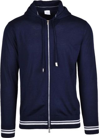 Eleventy Blue Silk-Blend Hooded Cardigan
