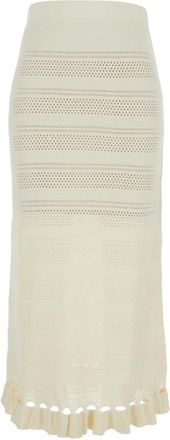 Twinset Rokken, Dames, Wit, XS, Midi Rok