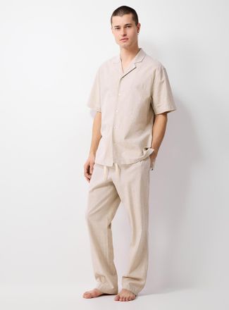 Le 31 Mens Solid lightweight linen pyjama pant