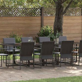vidaXL Conjunto De Comedor De Jard&iacute;n 11 Pcs Negro Acero Vidaxl