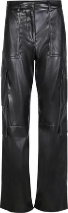 Msgm Zwarte cargobroek met wijde pijpen - Dames - Leren Broeken - Zwart - 2XS - Broeken