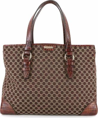 Celine Brown Canvas Leather Handbag Tote Bag (Pre-Owned)