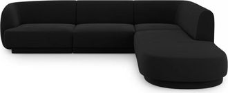 BLOOMINGLOFT 6-Sitzer Design Ecksofa Miley - mit Samtbezug Schwarz
