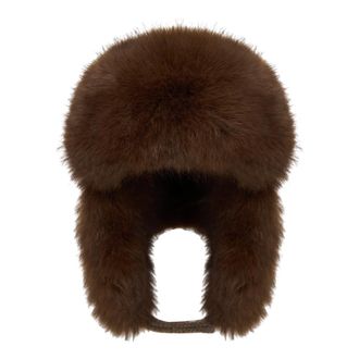 Cesare Gaspari Wol muts - Dames - Hoeden - Bruin - ONE Size - Wol - Accessoires
