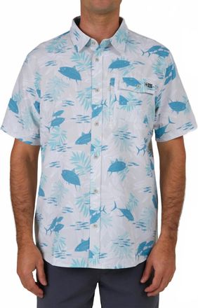 Salty Crew Feeding Frenzy Uv Short Sleeve Shirt In Gray
