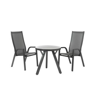 ED&Egrave;N JARD&Iacute; Conjunto de mesa y sillas mesa redonda apilables color antracita