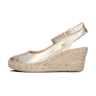 Fred De La Bretoniere Schoenen, Dames, Geel, 38 EU, Leer, Gouden Gevlochten Espadrilles