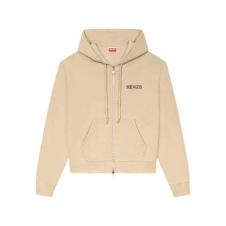 Kenzo City Zip-through Hoodie - Dames - Vesten met rits - Beige - L - Katoen - Hoodies & sweatvesten