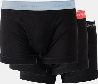 Calvin Klein Mens Calvin Klein 3-Pack 100% Cotton Mens Trunks - Red/Blue/Black - Size: 37/36/32