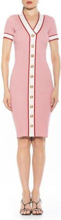 Alexia Admor Otto V-neck Short Sleeve Ribbed Sweater Dress in Pink at Nordstrom Rack, Size X-Large